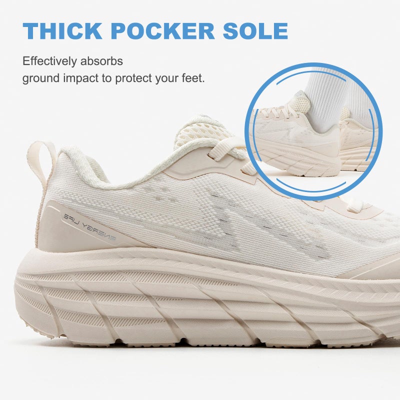 KOLILI Tennis Running Shoes Womens Fashion Athletic Sneakers for Walking Cushion Lightweight Beige/Apricot 8 M US Women - Image 2