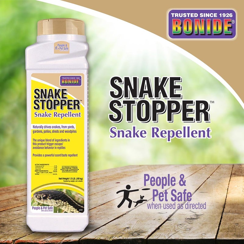 Bonide Snake Stopper Snake Repellent, 1.5 lbs Ready-to-Use Granules, Outdoor Deterrent for Snakes, Lizards, Iguanas - Image 4