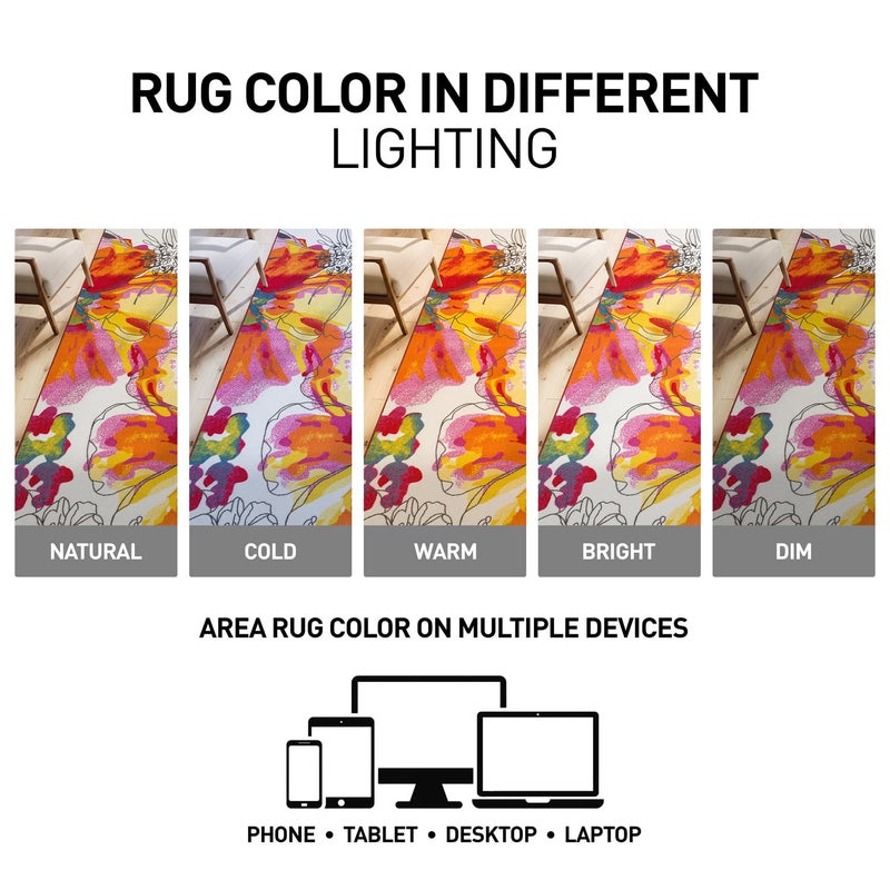 Rugshop Modern Bright Flowers Non-Slip (Non-Skid) Area Rug 8 x 10 (7' 10" x 10') Multi - Image 5