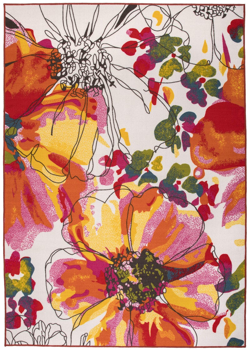 Rugshop Modern Bright Flowers Non-Slip (Non-Skid) Area Rug 8 x 10 (7' 10" x 10') Multi - Image 2