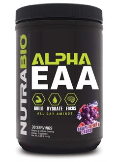 Alpha EAA - All-Day Aminos - Recovery, Energy, Focus, and Hydration Supplement - Full Spectrum EAA BCAA Matrix, Electrolytes, Nootropics, Coconut Water - 30 Servings - Grape Berry Crush