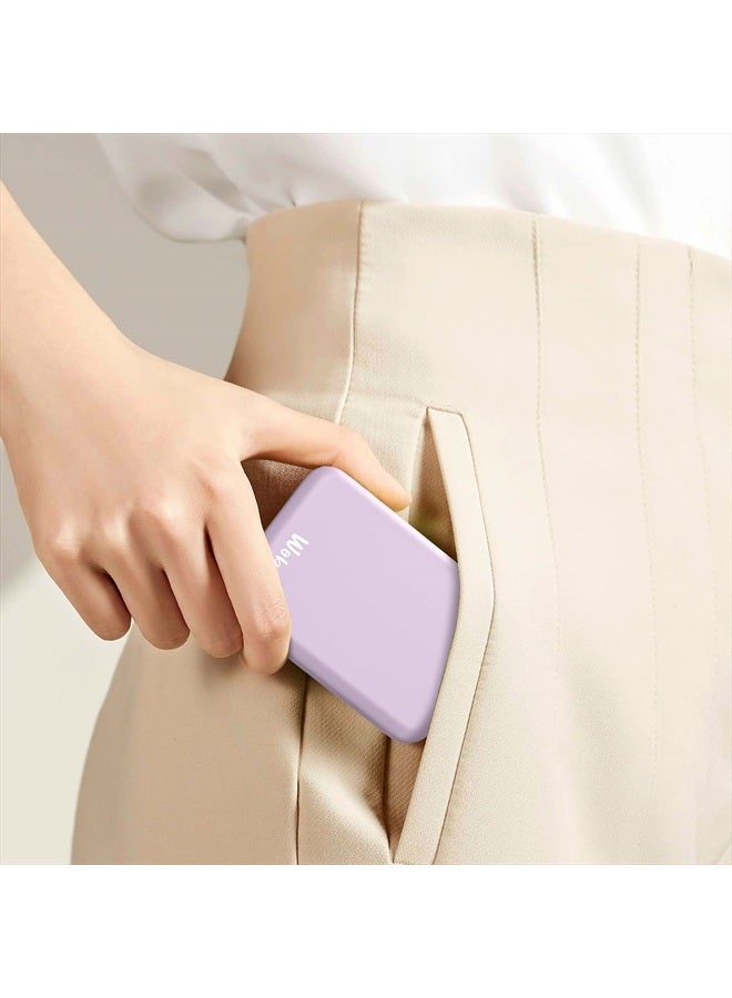 wobsion مرآة سفر قابلة للشحن، مرآة مدمجة بتكبير 1x/3x، مرآة جيب بإضاءة 3 ألوان، مرآة مكياج محمولة قابلة للتعتيم، 400 مللي أمبير، مرآة صغيرة للحقيبة، هدايا، بنفسجي - Image 2