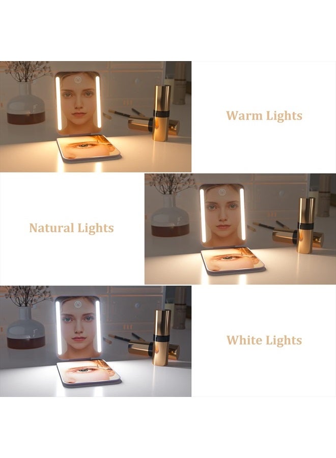 wobsion مرآة سفر قابلة للشحن، مرآة مدمجة بتكبير 1x/3x، مرآة جيب بإضاءة 3 ألوان، مرآة مكياج محمولة قابلة للتعتيم، 400 مللي أمبير، مرآة صغيرة للحقيبة، هدايا، بنفسجي - Image 3