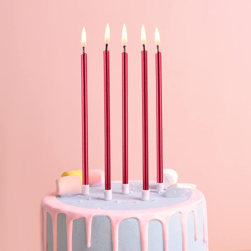 PHD CAKE Red Long Thin Metallic Birthday Candles, Cake Candles, Birthday Parties, Wedding Decorations, Party Candles - Image 2
