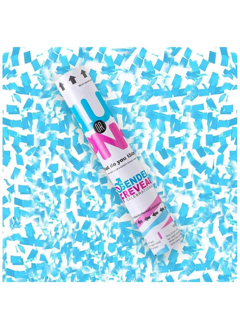 MARKQ - Blue Gender Reveal Confetti Cannon, 30 cm Party Poppers for Pregnancy Announcement | Gender Reveal Confetti | Baby Boy Gender Reveal Party Supplies | Confetti Popper [1 Pack] - Image 1
