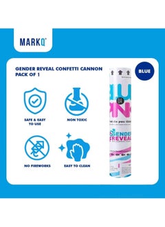 MARKQ Blue Gender Reveal Confetti Cannon, 30 cm Party Poppers for Pregnancy Announcement | Gender Reveal Confetti | Baby Boy Gender Reveal Party Supplies | Confetti Popper [1 Pack]  - Image 2