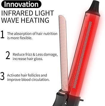 K&K KK Professional Infrared Dual Voltage Curling Iron 28mm Rose Gold Aluminium Barrel with Display for Temperature Control up to 232C - Image 2