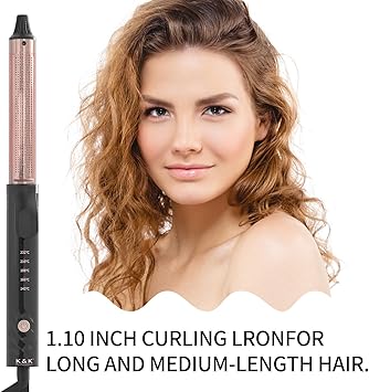 K&K KK Professional Infrared Dual Voltage Curling Iron 28mm Rose Gold Aluminium Barrel with Display for Temperature Control up to 232C - Image 5