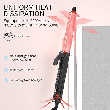 K&K KK Professional Infrared Dual Voltage Curling Iron 28mm Rose Gold Aluminium Barrel with Display for Temperature Control up to 232C - Image 3