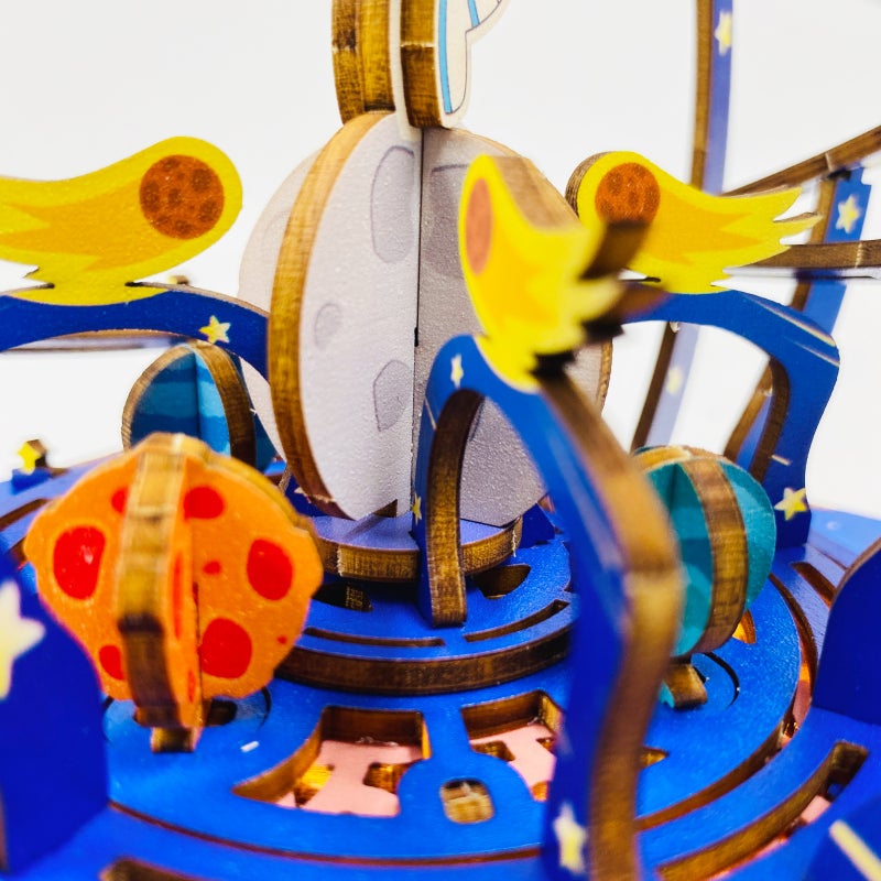 Handmade DIY 3D Wooden Rotating Music Box   color - Image 5