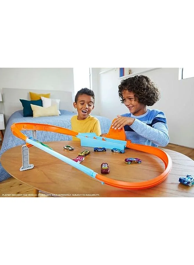 Hot Wheels Hot Wheels Rapid Raceway – Competitive Dual-Lane Track Set with 1:64 Scale Vehicle, 4+ Years
