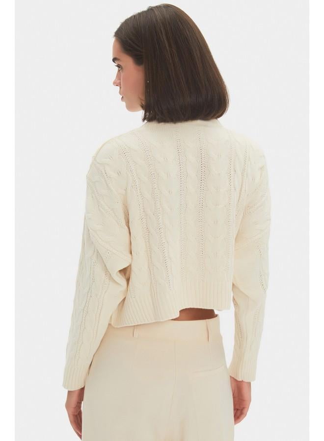 JUNE June Women Wide Fit  Crop Knitwear Sweater Beige - Image 5
