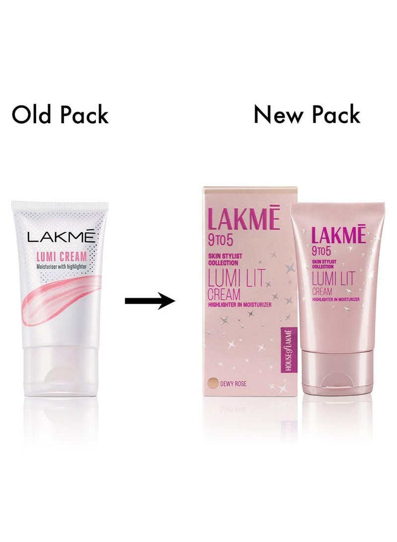 LAKME 9 To 5 Skin Stylist Collection Lumi Fit Cream 30g | Highlighter In Moisturizer | Dewy Rose - Image 2