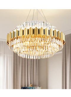 A luxurious golden crystal chandelier with 10 distinctive decorative bulbs from TEC Light for modern lighting.
