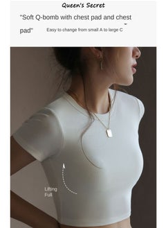 ASIV Women Padded Short Sleeve Top with Built-in Bra – Wireless, Comfortable, No Need for Extra Bra  - Image 2