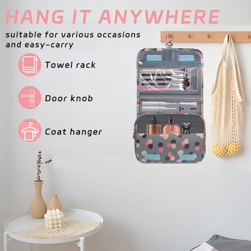 YEMEDA Toiletry Bag Travel Bag with Hanging Hook, Waterproof Capacity Hanging Multifunctional Makeup Bag for Toiletries, Portable Cosmetic Bag Travel Organizer for Women and Men(Blue Flower) - Image 4