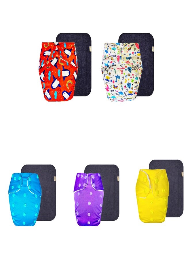 Dumbledo Premium Cloth Diaper with Gray Insert (Pack of 5) | Dry Feel and Comfortable | Reusable & Washable | Easy to Clean | Designed by Moms | 3 Months - 3 Years | Unisex Baby - Image 1