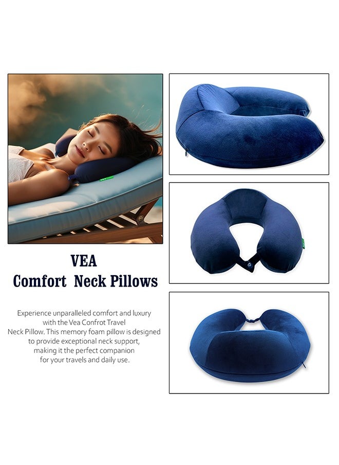 VEA - Vea Comfort Memory Foam Travel Neck Pillow – Ideal for Car, Airplane, and Home Use _Navy Blue - Image 1