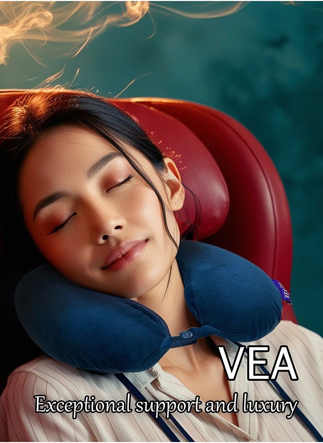VEA - Vea Comfort Memory Foam Travel Neck Pillow – Ideal for Car, Airplane, and Home Use _Navy Blue - Image 1