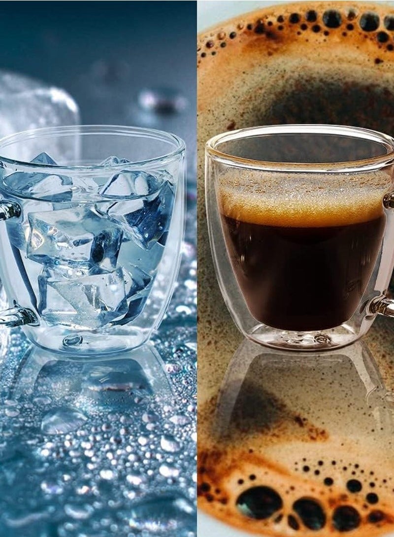 CATANES Set of 2Pieces Double Wall Glass Coffee Mug 150ml with Handle to Savor Hot Drinks Without Burning Your Hands Perfect for Cappucino Tea - Image 2