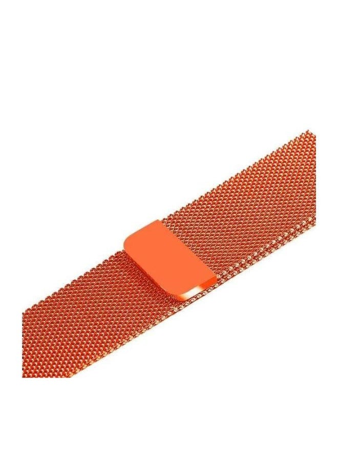 YOMNA - YOMNA Magnetic Metal Milanese Loop Band Compatible with Apple Watch Band 42mm 44mm 45mm 49mm, Adjustable Stainless Steel Mesh Strap Replacement for iWatch Series Ultra SE 8 7 6 5 4 3 2 1- Orange - Image 1