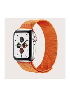 YOMNA Magnetic Metal Milanese Loop Band Compatible with Apple Watch Band 42mm 44mm 45mm 49mm, Adjustable Stainless Steel Mesh Strap Replacement for iWatch Series Ultra SE 8 7 6 5 4 3 2 1- Orange