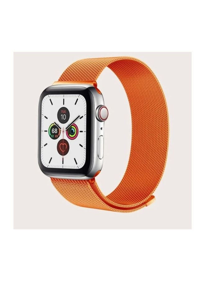 YOMNA - YOMNA Magnetic Metal Milanese Loop Band Compatible with Apple Watch Band 42mm 44mm 45mm 49mm, Adjustable Stainless Steel Mesh Strap Replacement for iWatch Series Ultra SE 8 7 6 5 4 3 2 1- Orange - Image 1