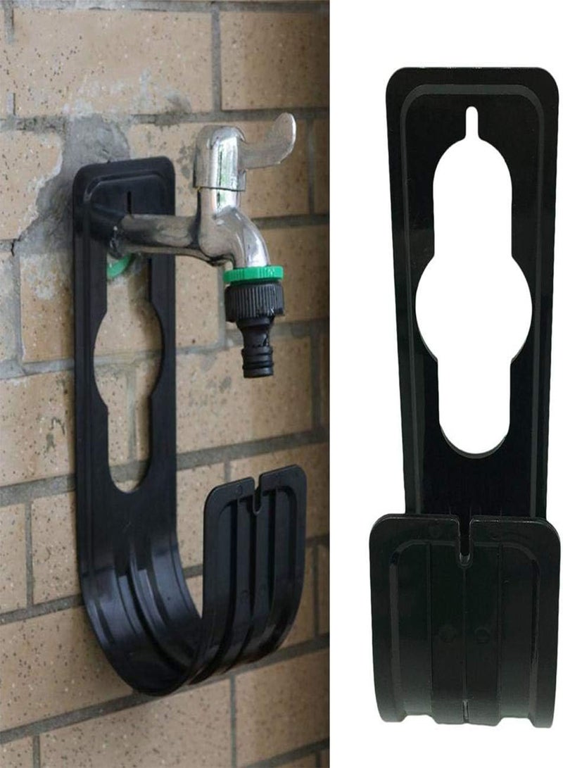 GGOOT Garden Hose Holder - ABS Plastic Garden Hose Hanger, Portable Hose Hook Garden, Garden Hose Holder, Hose Hanger For Attaching to Garden Tap - 22.5 x 7.5 cm Black - Image 1