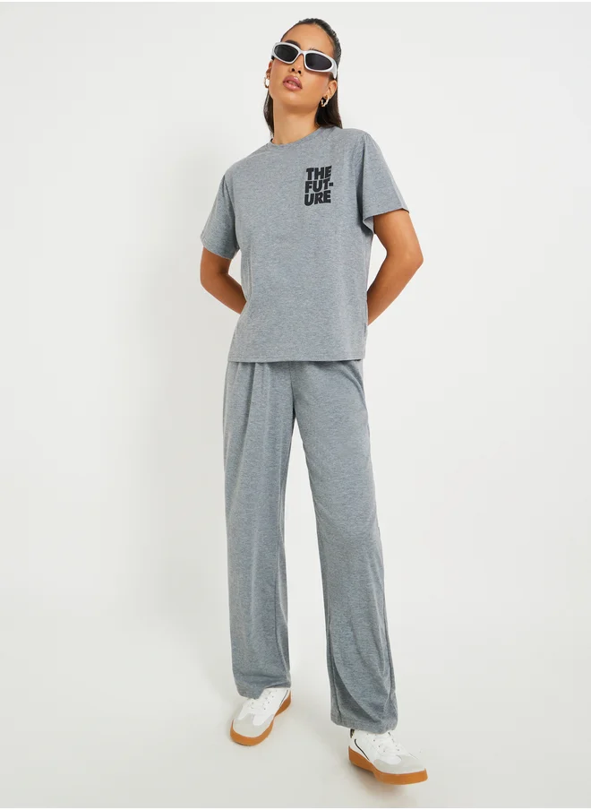 Take Two Take Two Print Short Sleeve T-Shirt and Joggers Co-Ords