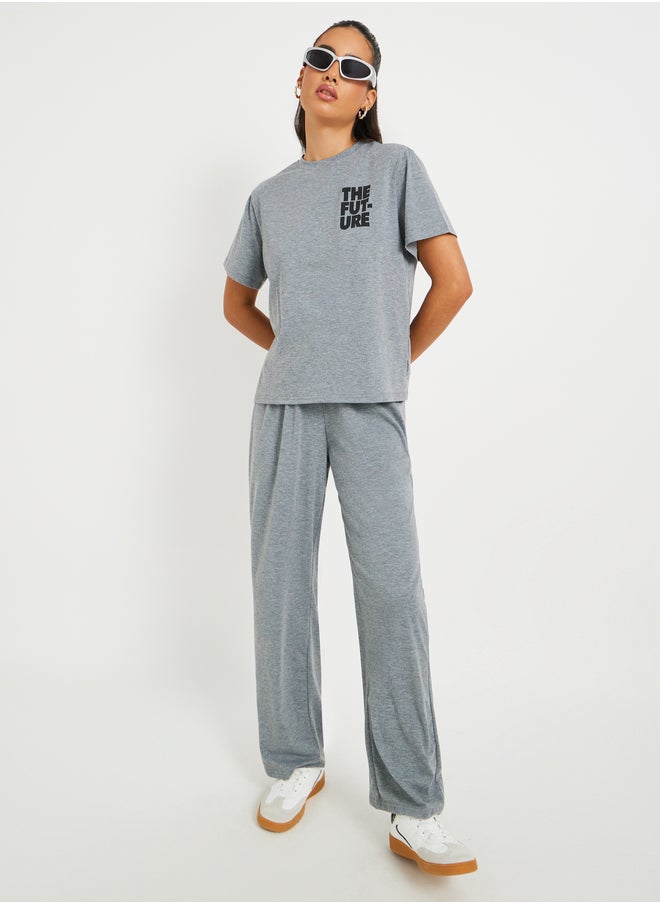 Take Two Take Two Print Short Sleeve T-Shirt and Joggers Co-Ords  - Image 2
