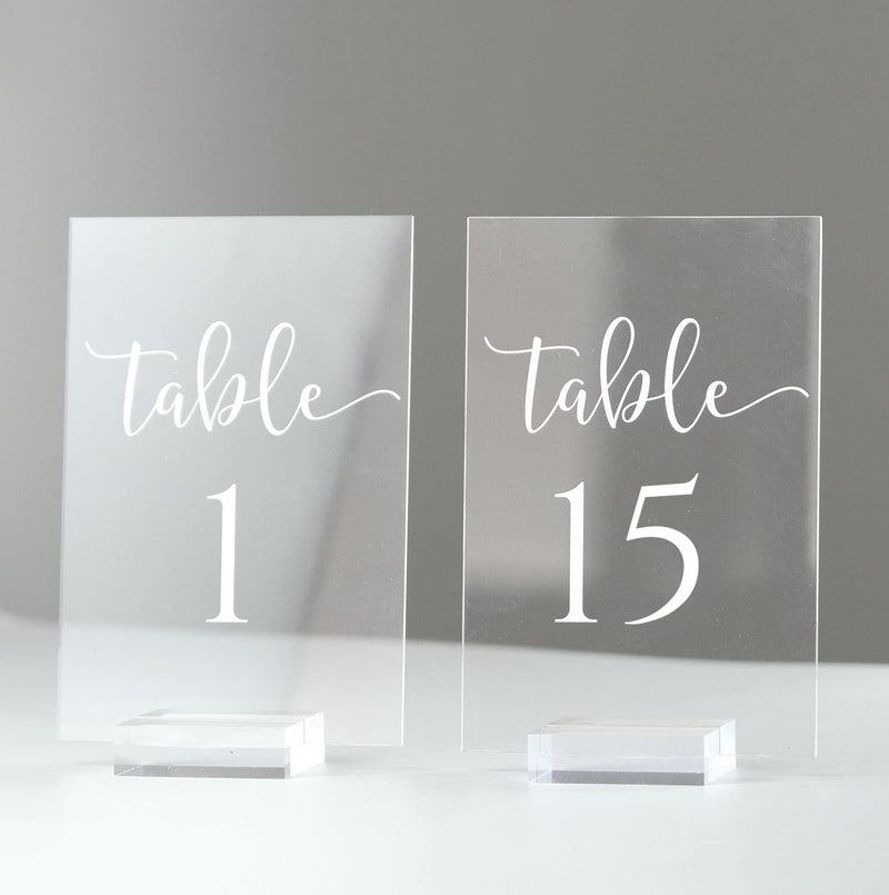 JINMURY JINMURY Clear Acrylic Table Numbers 115 for Wedding Reception 4x6 Inch Clear Acrylic Wedding Table Numbers with Holders 