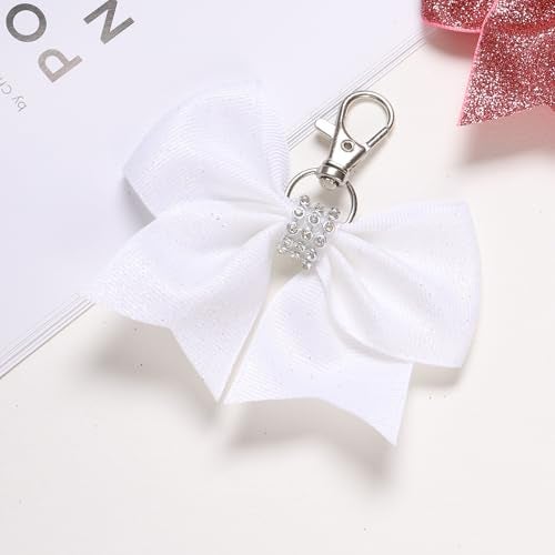 Hipcheer 12 Pcs Shiny Glitter Bow Keychain for Girl Bowknot Women Backpack Bag Cheer Team Cheerleading Sports Gift - Image 2