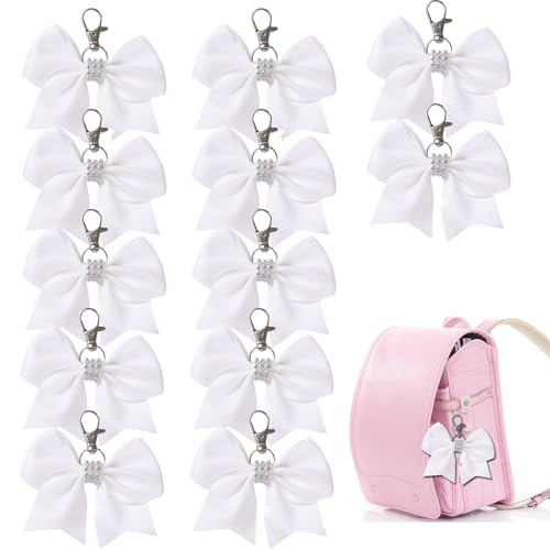 Hipcheer 12 Pcs Shiny Glitter Bow Keychain for Girl Bowknot Women Backpack Bag Cheer Team Cheerleading Sports Gift - Image 1