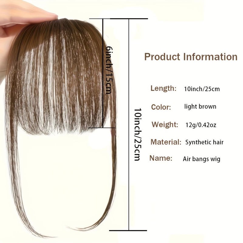 Dark Brown Synthetic Fringe Bangs Hair Clip with Sideburns Heat Resistant Hairpiece for Women 10 Inch - Image 4