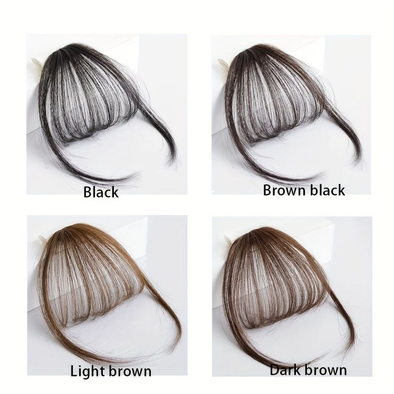 Dark Brown Synthetic Fringe Bangs Hair Clip with Sideburns Heat Resistant Hairpiece for Women 10 Inch - Image 3