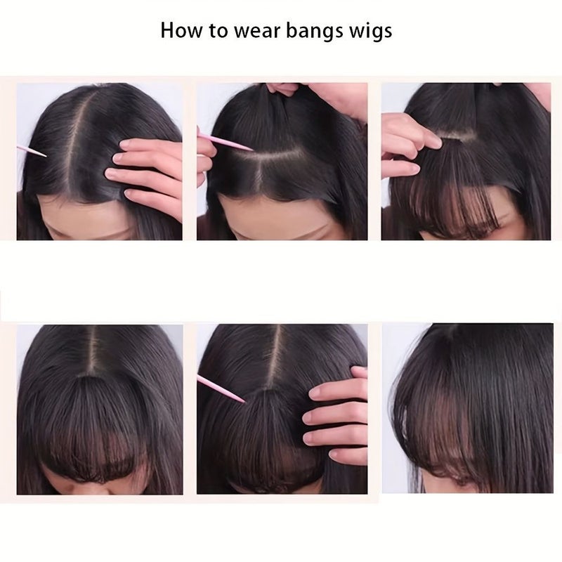 Dark Brown Synthetic Fringe Bangs Hair Clip with Sideburns Heat Resistant Hairpiece for Women 10 Inch - Image 5