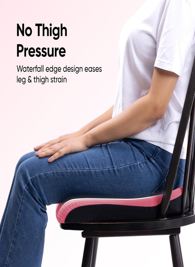 Frido Cloud Seat Cushion with High-Density Memory Foam | Tailbone & Thighs Support Pillow | Washable Stretch Cover | Anti-Slip Base | Portable Handle | Ideal for Office, Car & Home Chairs, Barbi Pink - Image 4
