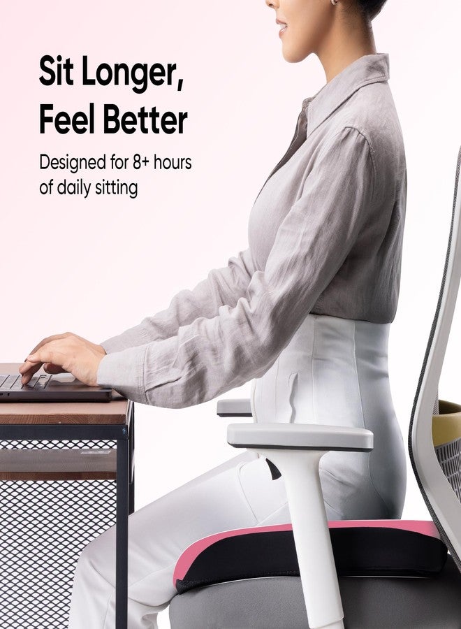 Frido Cloud Seat Cushion with High-Density Memory Foam | Tailbone & Thighs Support Pillow | Washable Stretch Cover | Anti-Slip Base | Portable Handle | Ideal for Office, Car & Home Chairs, Barbi Pink - Image 3