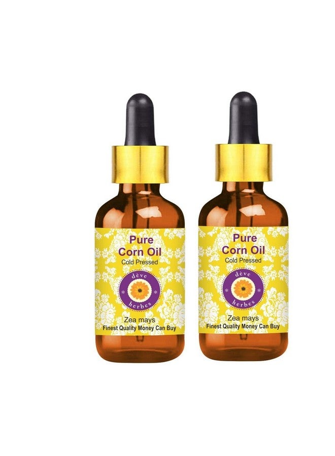 Deve Herbes Pure Corn Oil (Zea mays) with Glass Dropper | Cold Pressed | Natural | Undiluted | For Diluting Essential Oils | For Skin & Massage | Men & Women | 100ml X 2 - Image 1