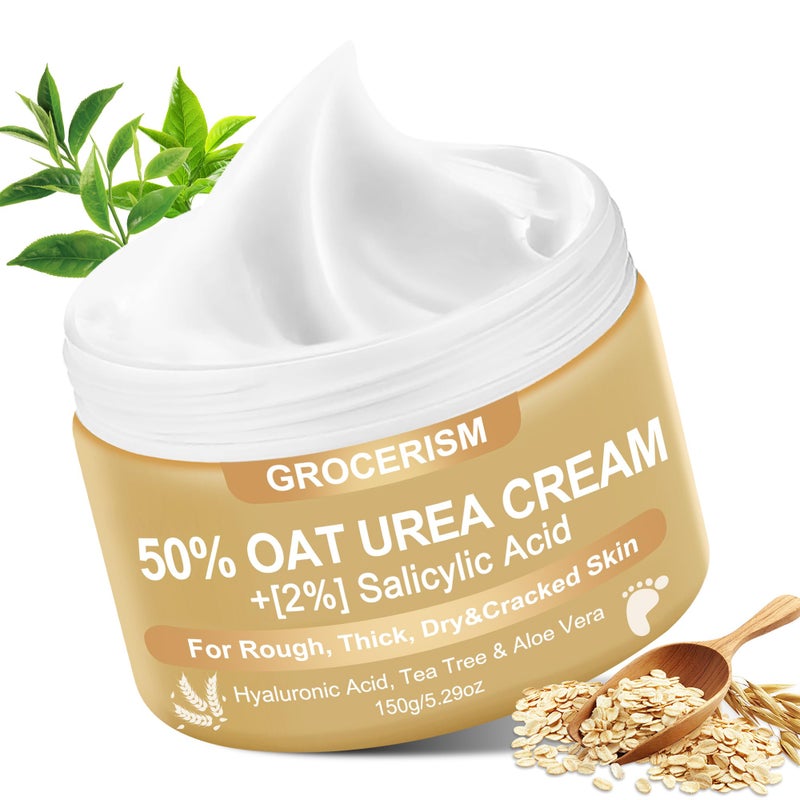 Grocerism Urea Cream 50 Percent for Feet with Oat 529 oz Foot Hand Cream Maximum Strength with 2 Salicylic Acid Tea Tree and Aloe Vera for Deep Moisturizing and Callus Removing Upgraded Formula - Image 2