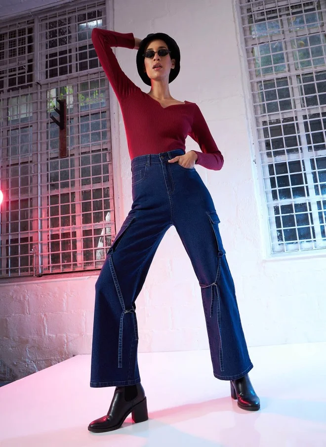 ساسافراس Maroon Fitted Top For Women