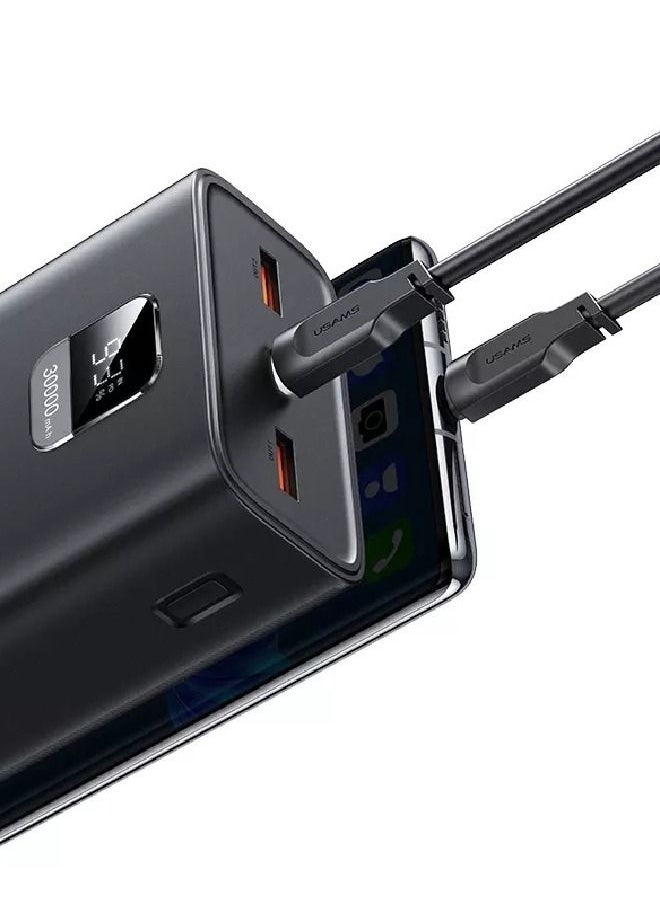 Usams - 65W LED Display 30000mAh Power Bank High Capacity QC3.0+PD 65W Fast Charging Power Bank Power Station Compatible With Phones, Laptop, Tablet Fast Charging Power Bank 30000mAH With USB C To USB C Cable - Image 1
