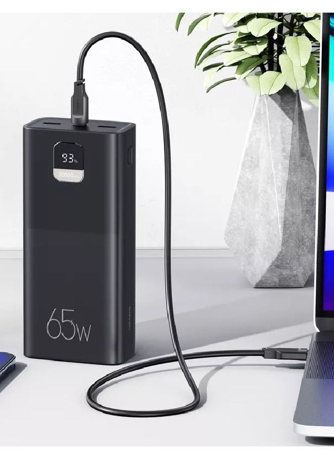 Usams - 65W LED Display 30000mAh Power Bank High Capacity QC3.0+PD 65W Fast Charging Power Bank Power Station Compatible With Phones, Laptop, Tablet Fast Charging Power Bank 30000mAH With USB C To USB C Cable - Image 1