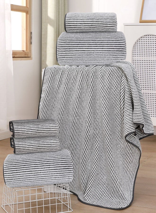 Hanayo 2 Pcs Bath Towel Set Soft Bath Towels for Men & Women Fast Absorbent Face Bath Towel Set for Bathroom  Hotels Spa(Grey Stripe) - Image 2