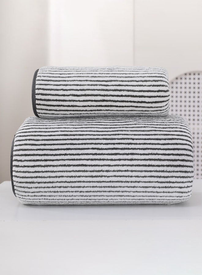 Hanayo 2 Pcs Bath Towel Set Soft Bath Towels for Men & Women Fast Absorbent Face Bath Towel Set for Bathroom  Hotels Spa(Grey Stripe) - Image 4