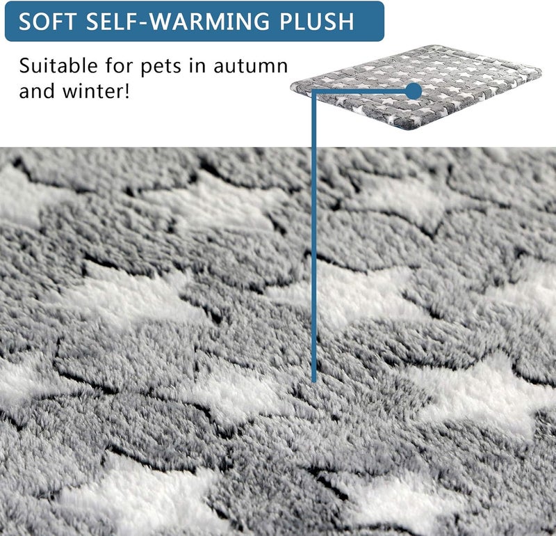 KROSER Fancy Dog Crate Pad - Reversible (Cool & Warm), Machine Washable, Suitable for Small to XXX-Large Dogs, Grey, Navy, Star Pattern - Image 2