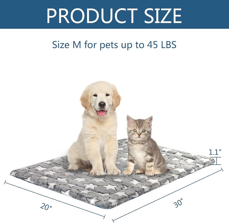 KROSER Fancy Dog Crate Pad - Reversible (Cool & Warm), Machine Washable, Suitable for Small to XXX-Large Dogs, Grey, Navy, Star Pattern - Image 4