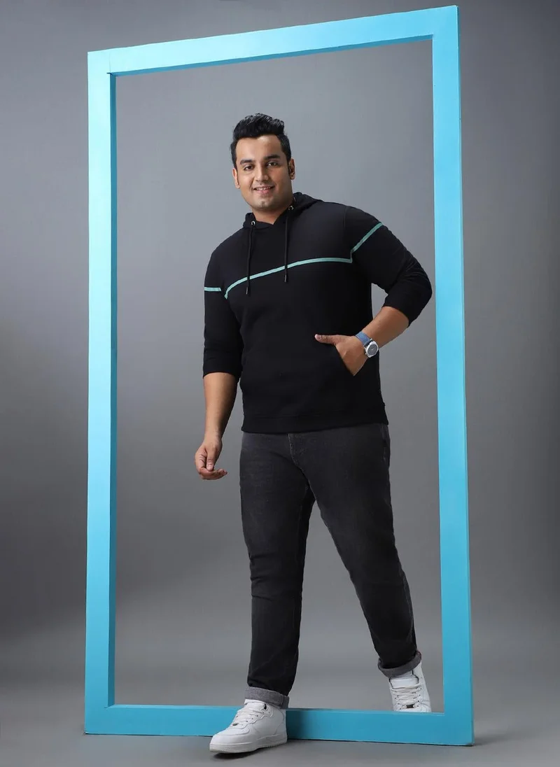 Urbano Fashion  Urbano Plus Men's Black Cotton Solid Hooded Neck Sweatshirt for Men | Best Price UAE