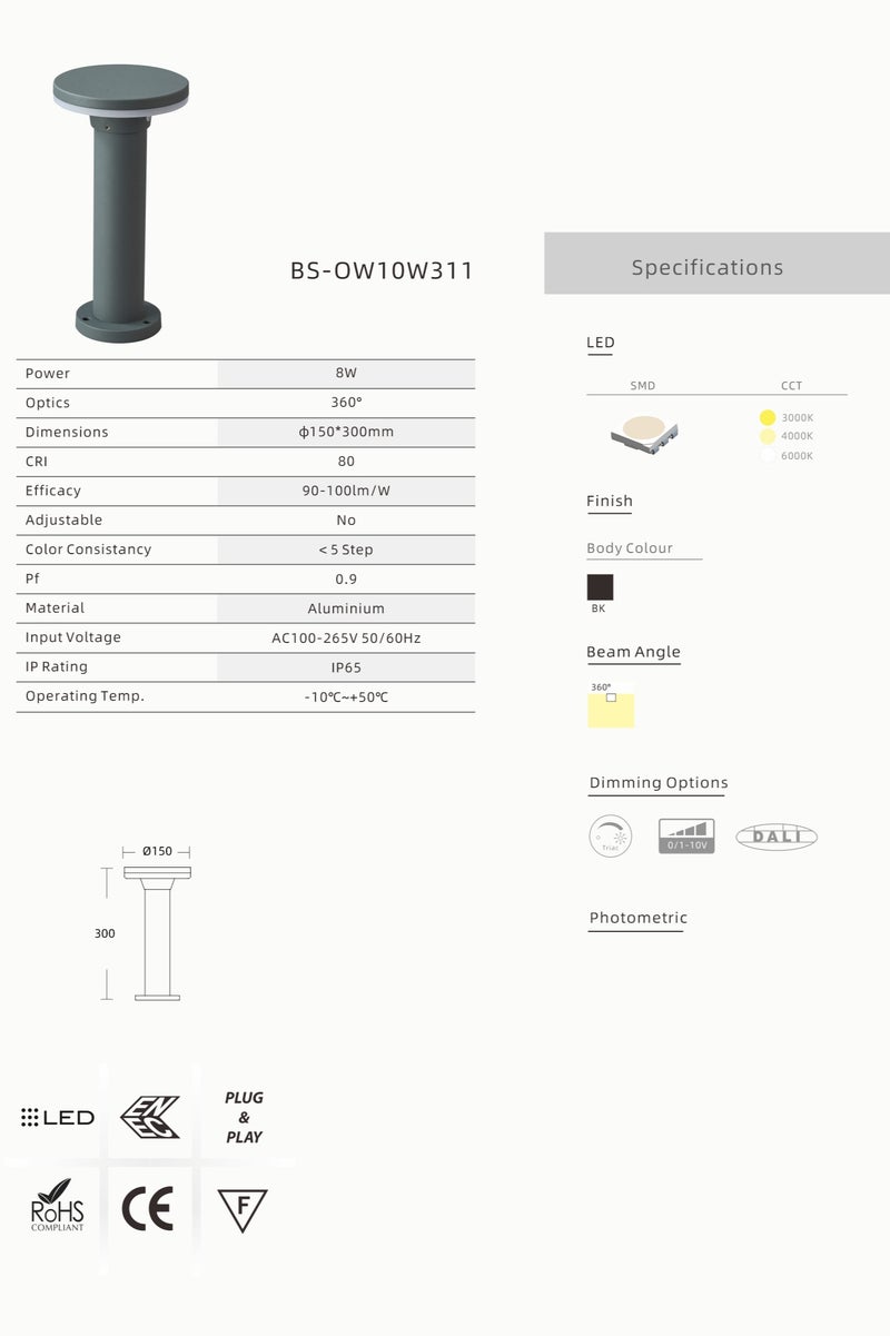 BESTAR LED Bollard Landscape Light 30" – 8W 3000K | Modern Outdoor Garden, Pathway & Driveway Lighting Fixture | 120V-277V | Residential & Commercial Use - Image 3