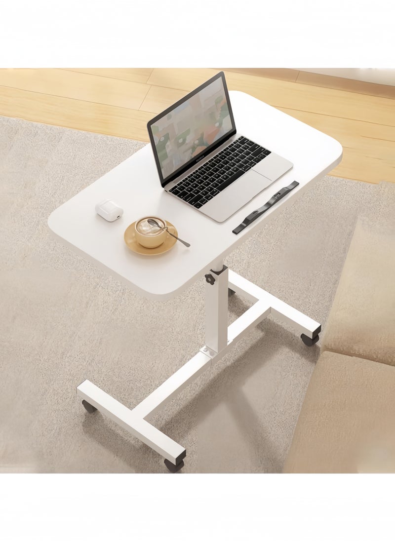 GGEROU - Adjustable Home Office Desk Portable Study Computer Rolling Desk for Small Spaces Movable Sofa Side Bed Table on Wheels Student Small Standing Laptop Desk White - Image 1